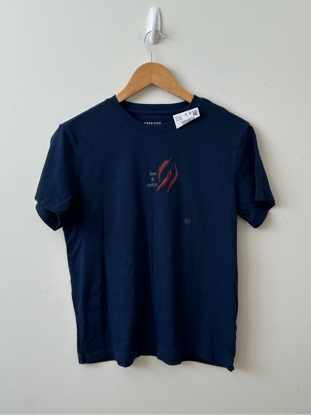 American Eagle Blue Hot & Spicy Graphic Print Cotton T-Shirt Mens S